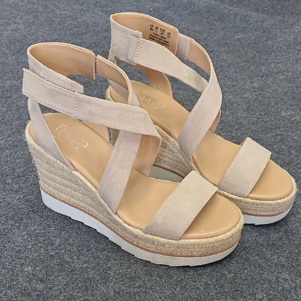 Franco Sarto Cream Wedges with Jute Platform